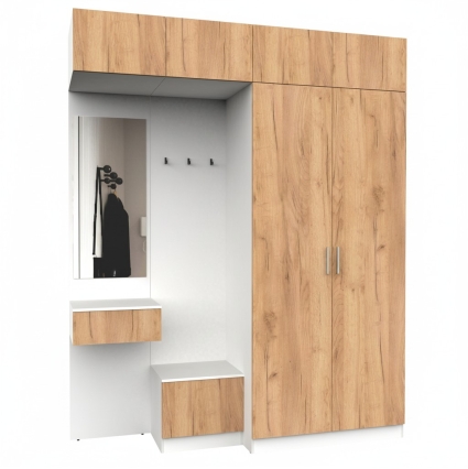 Набор мебели для прихожей "Марсель-259" МР 01-259 В2490 Ш2000 Г580 (ЛДСП Дуб крафт золотой)